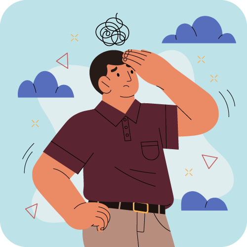 Illustration d'un homme perdu dans ses pensés